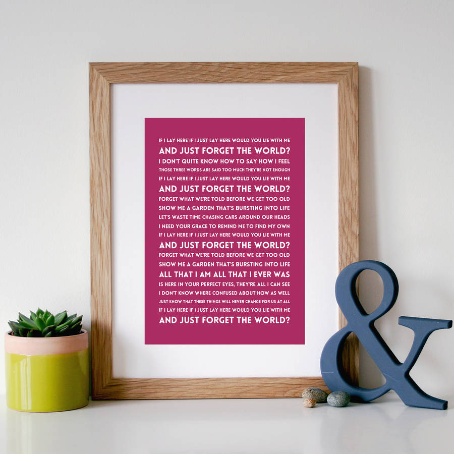 personalised song lyrics print by hope & love | notonthehighstreet.com