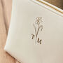 Personalised Birth Flower Large White Make Up Bag, thumbnail 3 of 5