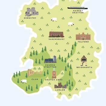 Map Of Shropshire Print, 2 of 2
