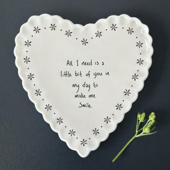 East Of India Heart Porcelain Coaster With The Words 'All I Need Is You', 4 of 5