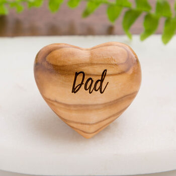 Daddy Dad Grandad Olive Wood Heart Hug Pocket Token, 3 of 9