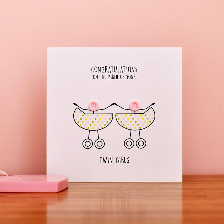 Newborn Twins Congratulations Button Card By Mrs L Cards 