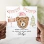 Personalised Crochet Bear Niece Christmas Card, thumbnail 1 of 4