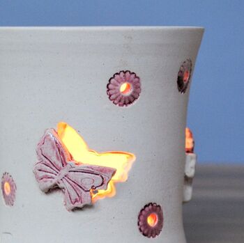 Personalised White Ceramic Tea Light With Butterflies, 4 of 8
