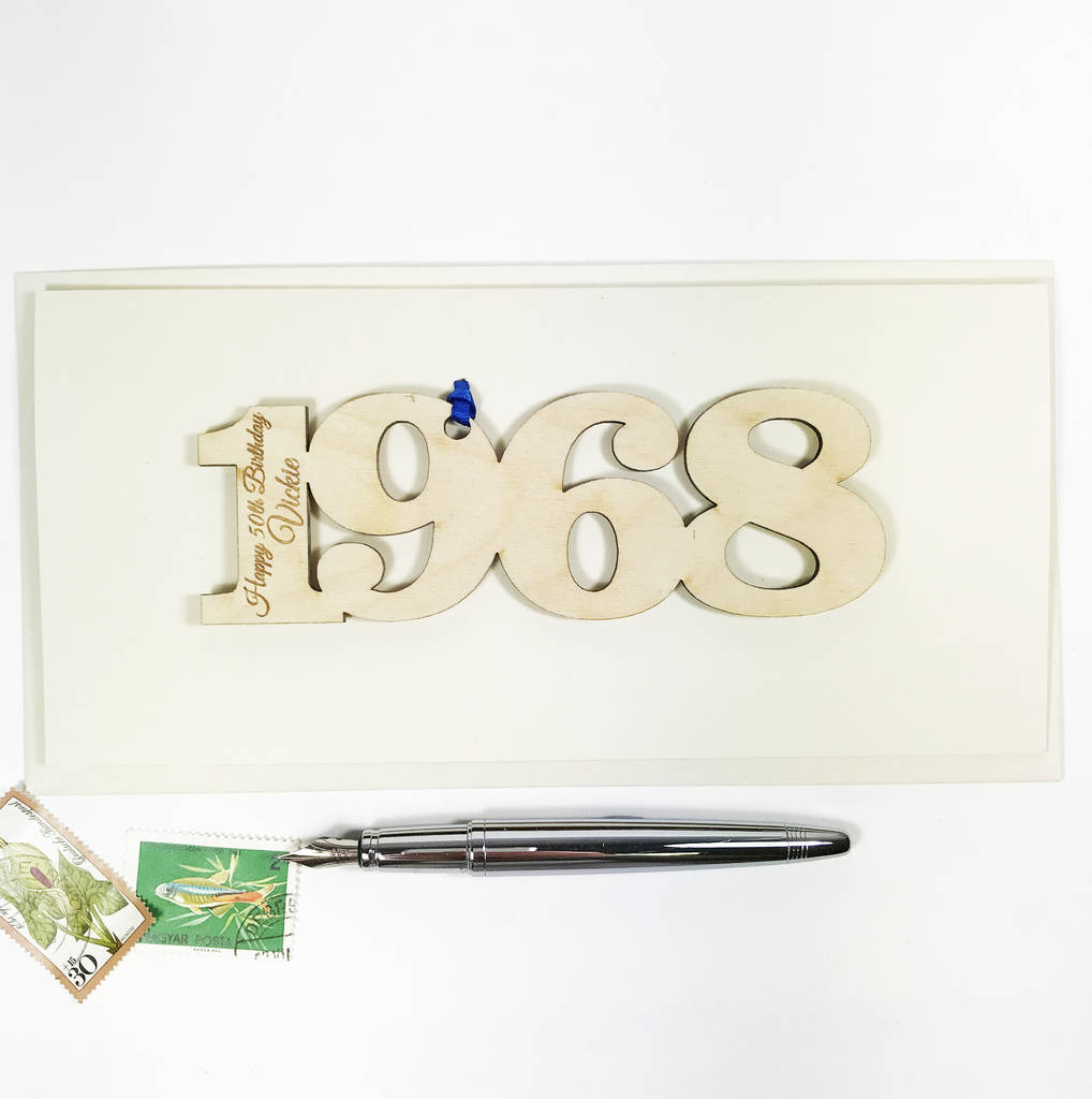 personalised 50th birthday 1968 motif card by hickory dickory designs ...