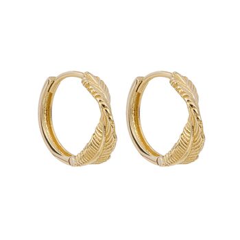 Premium 9ct Gold Leaf Twist Hoop Earrings, 2 of 4
