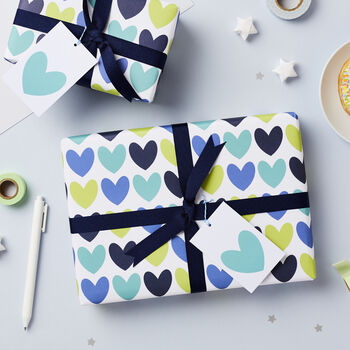 Blue Heart Wrapping Paper Set, 6 of 6