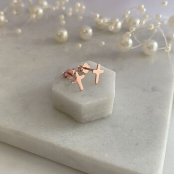 Rose Gold ‘Goddaughter, On Your Christening’ Crucifix Earrings, 2 of 4