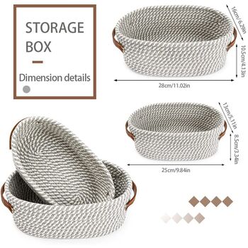 Set Of Two Woven Cotton Rope Foldable Storage Baskets, 4 of 4