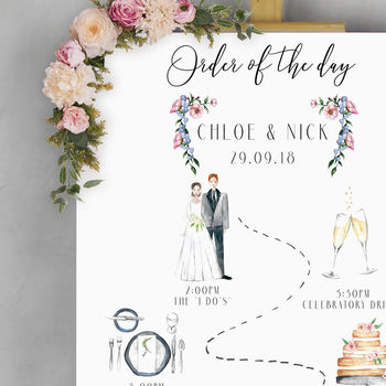 Illustrated Wedding 'Order Of The Day' Sign, 2 of 3