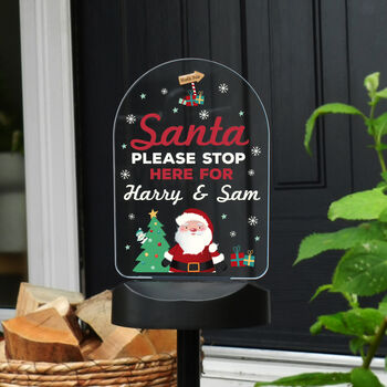Personalised Santa Stop Here Outdoor Solar Light, 5 of 10