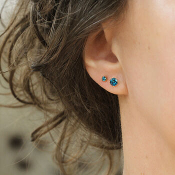 London Blue Topaz Stud Earrings In Silver Or Gold, 3 of 13