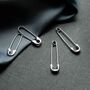 Sterling Silver Safety Pin Earrings, thumbnail 3 of 5