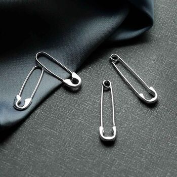 Sterling Silver Safety Pin Earrings, 3 of 5