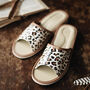 Leopard Leather Open Toe Slippers By Onaie, thumbnail 1 of 4
