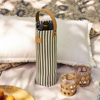 Green Striped Wine/Champagne Bottle Bag, 3 of 8