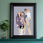 Custom Mum Dad And Pet Portrait Modern Wall Art, thumbnail 1 of 7