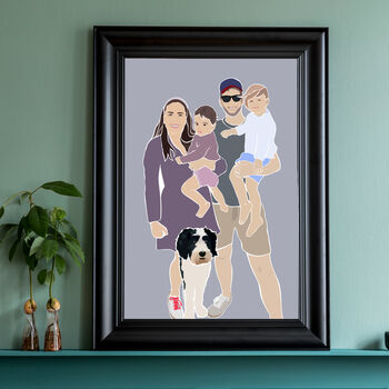 Custom Mum Dad And Pet Portrait Modern Wall Art, 2 of 6