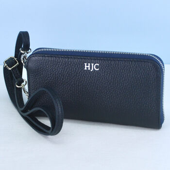Monogram Personalised Leather Purse With Phone Pocket, 2 of 8