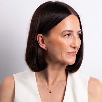 Solid 9ct Gold January Garnet Birthstone Stud Earrings – 4mm, 6 of 7