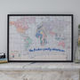 Personalised Printed Fabric World Map Noticeboard, thumbnail 4 of 6