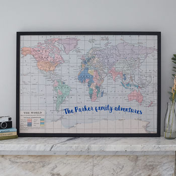 Personalised Printed Fabric World Map Noticeboard, 4 of 6
