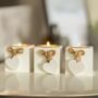 Three White Wooden Heart Tealight Candle Holders Decor, thumbnail 6 of 6