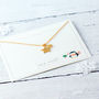 Christmas Sterling Silver Gold Plated Two Star Necklace, thumbnail 2 of 10