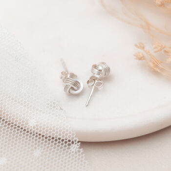 Sterling Silver Tie The Knot Bridal Party Earrings, 2 of 3