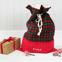 Luxury Personalised Christmas Santa Sack Green Tartan, thumbnail 1 of 6