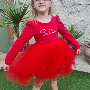Personalised Children's Twirly Dress Long Sleeves, 3 of 4