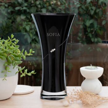 Personalised Coloured Hourglass Crystal Vase With Crystals, 8 of 12