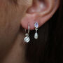 Oval Moonstone And Pearl Earrings 9ct Gold Or Silver, thumbnail 2 of 7