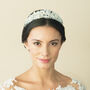 Emma Silver Plated Crystal And Pearl Cluster Tiara, thumbnail 4 of 6