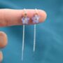Real Forget Me Not Flower Tiny Ear Threaders, thumbnail 1 of 7