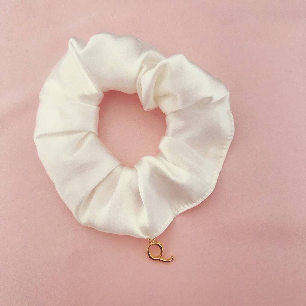 Personalised Silk Scrunchie With Gold Initial Charm, 1 of 6