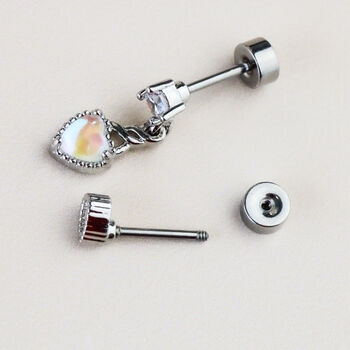 White Crystal Screw On Flat Back Stud Earrings, 2 of 3
