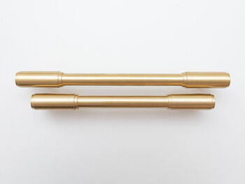 Solid Satin Brass Kitchen Pull Handles With Round Ends, 2 of 6