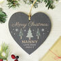 Personalised Christmas Tree Slate Heart Ornament, thumbnail 3 of 3