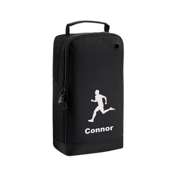 Running Shoe Bag Embroidered With Male Figure And Personalised Name, 10 of 10
