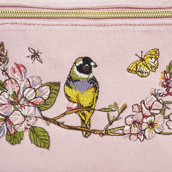 Pink Love Velvet Embroidered Cosmetic Pouch, 3 of 7