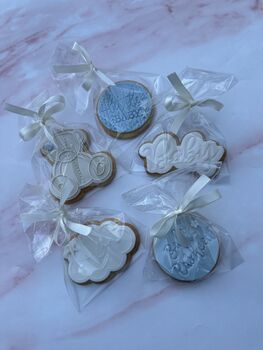 Baby Blue Baby Shower Biscuit Favours, 2 of 11