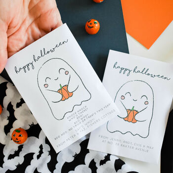 10 Cute Ghost Personalised Halloween Treat Envelopes, 2 of 3
