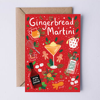 Fun Christmas Card, Gingerbread Martini Cocktail Recipe, 2 of 2