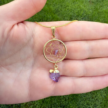Dream Catcher Necklace With Natural Amethyst Drop / Christmas Gifts, 2 of 5