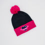 Pink And Navy Fine Knit Embroidered Dog Mama Beanie Hat, thumbnail 1 of 2