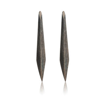 Oxidised Silver Slim Shard Earrings, 2 of 4