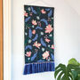 Navy Floral Hand Embroidered Wall Hanging, thumbnail 3 of 8