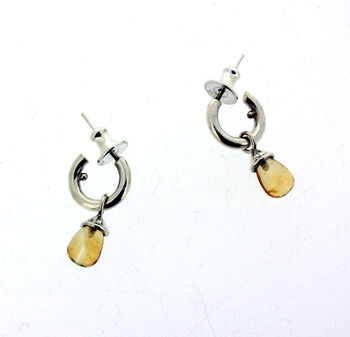 Sterling Silver And Gold Vermeil Gemstone Mini Hoops, 10 of 12