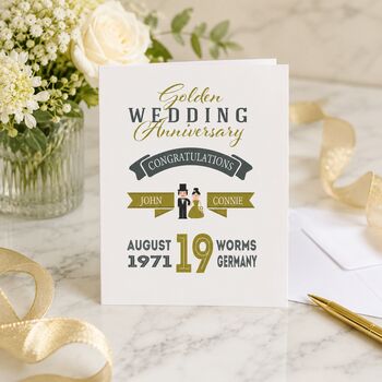 Personalised Golden Wedding Anniversary Card, 5 of 6